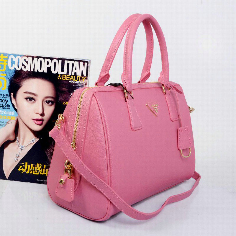 2014 Prada Saffiano Leather 32cm Two Handle Bag BL0823 pink for sale